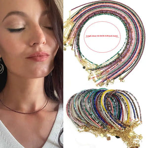 Faceted 2mm Beads Necklace Mini Stone Choker for Men Women