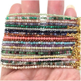 Faceted 2mm Beads Necklace Mini Stone Choker for Men Women