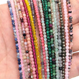 Faceted Gemstones Beads Necklace Pink Quartz Malachite Labradorite