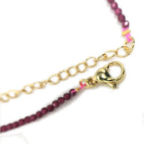Faceted Gemstones 2mm Beads Necklace Pink Quartz Crystal Turquoise Garnet Olivin