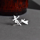 Silver Peter Pan Dangle Earrings Elf Princess Charm Jewelry