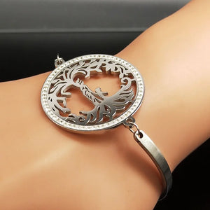 Family Tree of Life Stainless Steel Bangle Bracelet