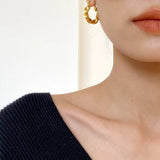 18K Brass Twisted Braided Circle Earrings For Women