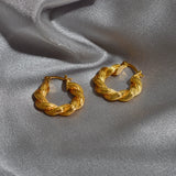 18K Brass Twisted Braided Circle Earrings For Women