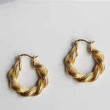 18K Brass Twisted Braided Circle Earrings For Women