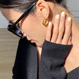 18K Brass Twisted Braided Circle Earrings For Women