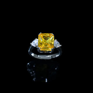 Yellow CZ Heart Shape Engagement Ring for Women Bridal Jewelry