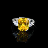 Yellow CZ Heart Shape Engagement Ring for Women Bridal Jewelry