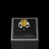 Yellow CZ Heart Shape Engagement Ring for Women Bridal Jewelry