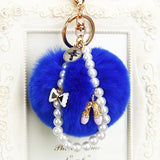 Crystal Bottle Bow Keychain Pearl Chain