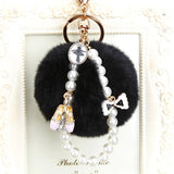 Crystal Bottle Bow Keychain Pearl Chain