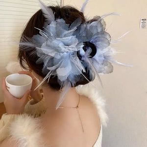 Feather Hair Claw Clip Ostrich Pearl Hair Clamps Party Accessories