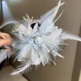 Feather Hair Claw Clip Ostrich Pearl Hair Clamps Party Accessories