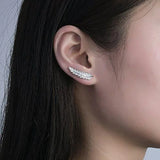 Feather Stud Earrings 925 Sterling Silver Angle Wing CZ Leaves Wedding Jewelry