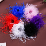 Feather Women Bracelet Cuffs Wrap Stainless Steel Real Fur Ostrich Feather