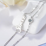 925 Silver Double Layer Bracelet Sweet Letter Design Zircon Handchain
