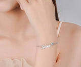 925 Silver Double Layer Bracelet Sweet Letter Design Zircon Handchain
