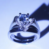 Female Crystal Wedding Ring Set S925 Stamp Heart Promise Engagement Bridal Weddi