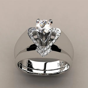 Female Crystal Wedding Ring Set S925 Stamp Heart Promise Engagement Bridal Weddi