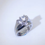 Female Crystal Wedding Ring Set S925 Stamp Heart Promise Engagement Bridal Weddi