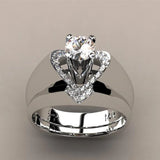 Female Crystal Wedding Ring Set S925 Stamp Heart Promise Engagement Bridal Weddi
