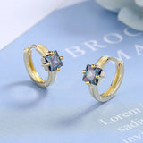925 Silver Square Colorful Zircon Earrings Women Wedding Jewelry