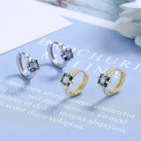 925 Silver Square Colorful Zircon Earrings Women Wedding Jewelry