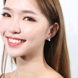 925 Silver Bowknot Infinity Pearl Earrings Zircon