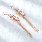 Angel Wings Long Tassel Chain Earrings 925 Silver for Women