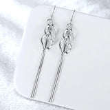 Angel Wings Long Tassel Chain Earrings 925 Silver for Women