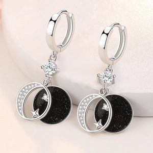 925 Silver Star Moon CZ Earrings Love Wedding Jewelry Girlfriend Gift