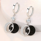 925 Silver Star Moon CZ Earrings Love Wedding Jewelry Girlfriend Gift