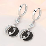 925 Silver Star Moon CZ Earrings Love Wedding Jewelry Girlfriend Gift