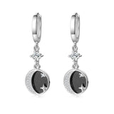 925 Silver Star Moon CZ Earrings Love Wedding Jewelry Girlfriend Gift