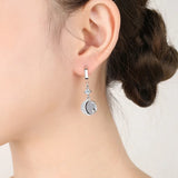 925 Silver Star Moon CZ Earrings Love Wedding Jewelry Girlfriend Gift