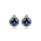 Round Sparking Stud Earrings Sterling Silver Jewelry Earrings For Woman