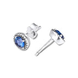Round Sparking Stud Earrings Sterling Silver Jewelry Earrings For Woman