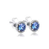 Round Sparking Stud Earrings Sterling Silver Jewelry Earrings For Woman