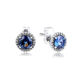 Round Sparking Stud Earrings Sterling Silver Jewelry Earrings For Woman