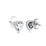 Heart Stud Earrings Sterling Silver Women's Party Jewelry