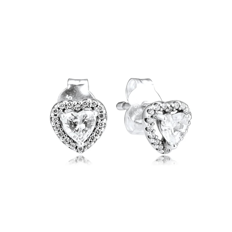 Heart Stud Earrings Sterling Silver Women's Party Jewelry