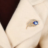 Flash Crystal Feathers Casual Brooch for Women Men Party Wedding Gift