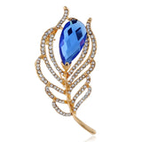 Flash Crystal Feathers Casual Brooch for Women Men Party Wedding Gift