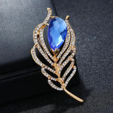 Flash Crystal Feathers Casual Brooch for Women Men Party Wedding Gift
