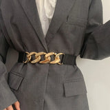 Female Metal Chain Elastic Waistband Fine Cummerbund Cinch Belt for Women Dress