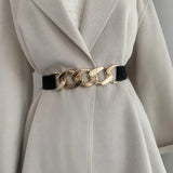 Female Metal Chain Elastic Waistband Fine Cummerbund Cinch Belt for Women Dress