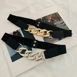 Female Metal Chain Elastic Waistband Fine Cummerbund Cinch Belt for Women Dress