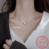 925 Sterling Silver Round Pearl Necklace for Women Clavicle Choker