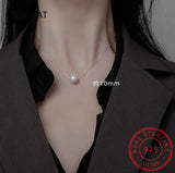 925 Sterling Silver Round Pearl Necklace for Women Clavicle Choker
