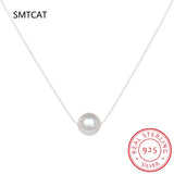 925 Sterling Silver Round Pearl Necklace for Women Clavicle Choker